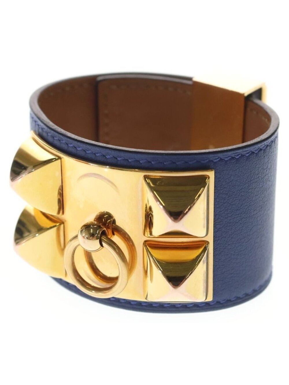 Hermes Collier de Chien Bangle Bracelet Brown Swift Leather